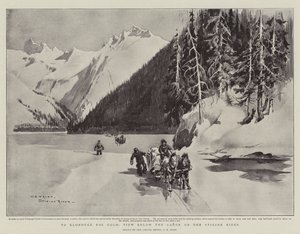 Naar Klondyke voor goud, uitzicht onder de kloof op de Stikine-rivier door Charles Edwin Fripp